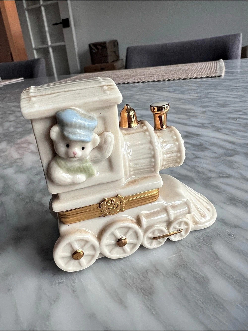 Lenox All Aboard Treasure Box Ceramic Train White & Gold